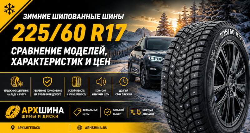 Зимние шипованные шины 225/60 R17 — сравнение моделей, характеристик и цен