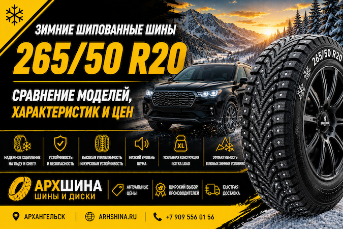 Зимние шипованные шины 265/50 R20 — сравнение моделей, характеристик и цен