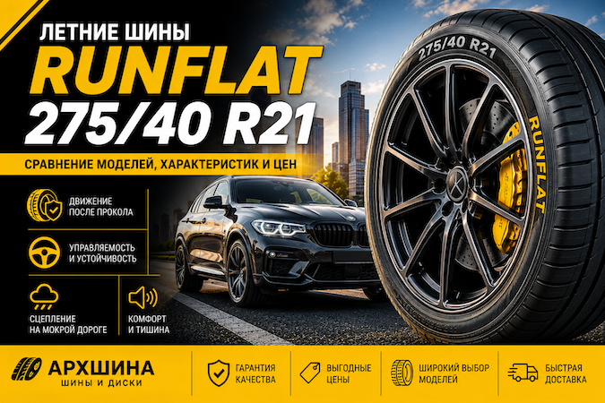 Летние шины RunFlat 275/40 R21 — сравнение моделей, характеристик и цен