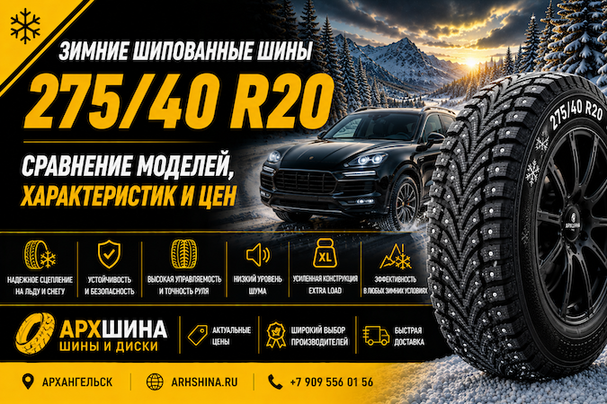 Зимние шипованные шины 275/40 R20 — сравнение моделей, характеристик и цен