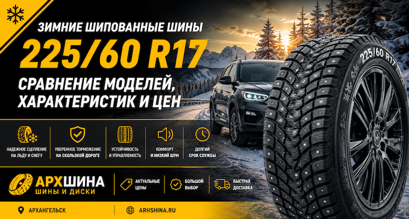 Зимние шипованные шины 225/60 R17 — сравнение моделей, характеристик и цен