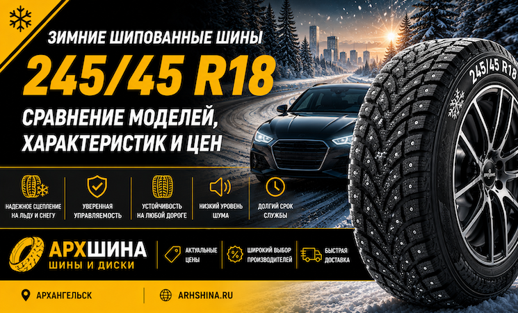 Зимние шипованные шины 245/45 R18 — сравнение моделей, характеристик и цен