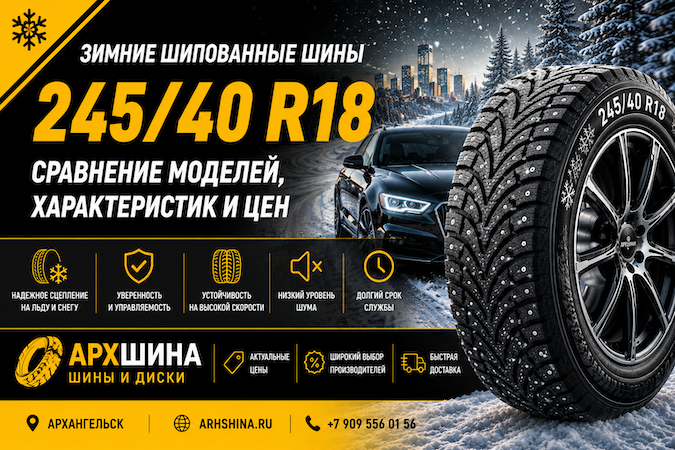 Зимние шипованные шины 245/40 R18 — сравнение моделей, характеристик и цен