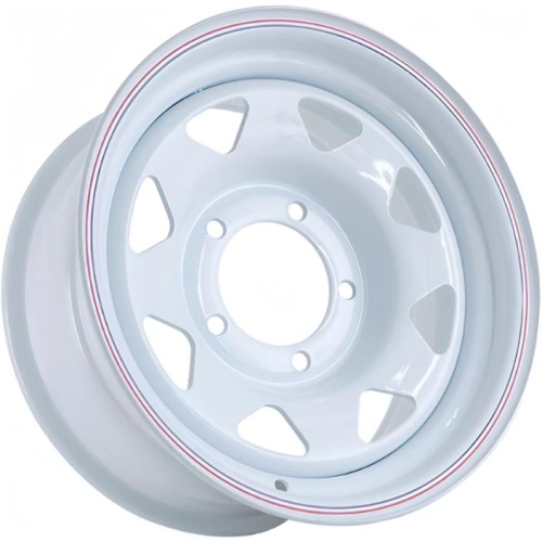 Фото колесного диска Grizzly SW01 7x16 5*139.7 ET0 DIA108.6 Shinning White With Red and Black Штампованный