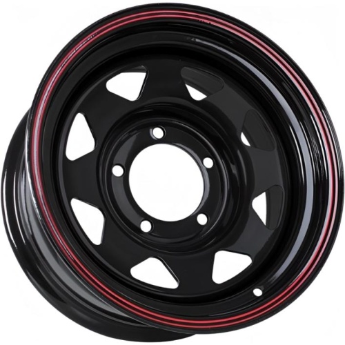 Фото колесного диска Grizzly SW01 8x16 5*139.7 ET-25 DIA110.1 Shinning Black With 2 Red Line Штампованный