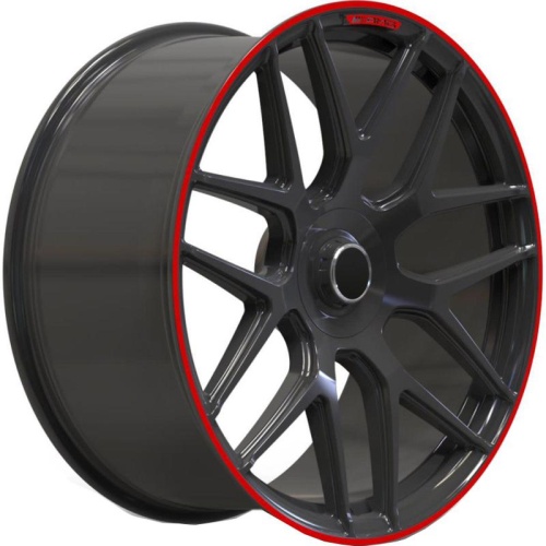 AMG Style G-klass 10x22 5*130 ET26 DIA84.1 Satin Black Red Lip Кованый